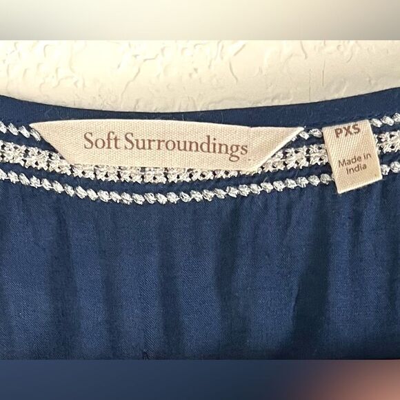 Soft Surroundings Navy Embroidered Tunic - Picture 6 of 9